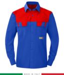 Zweifarbiges Multipro Hemd, langarm, zwei Brusttaschen, Made in Italy, zertifiziert nach EN 1149-5, EN 13034, EN 14116:2008, Farbe marineblau/ rot RU801BICT54.AZR